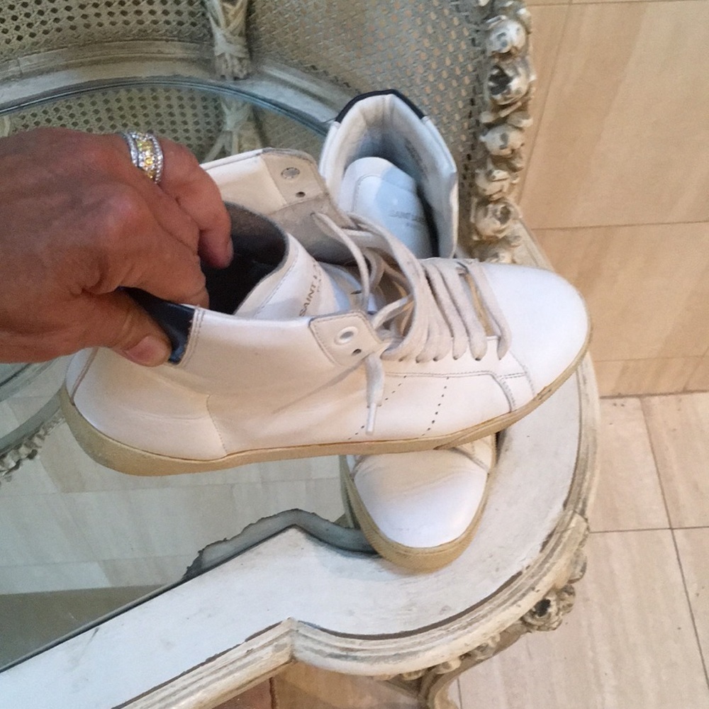 YSL Saint Laurent White High-Top Sneakers - Picture 4 of 8